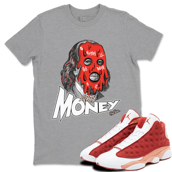 13s Dune Red shirts to match jordans Dirty Money sneaker match tees Air Jordan 13 Dune Red SNRT Sneaker Tees streetwear brand Heather Grey 1 unisex cotton tee