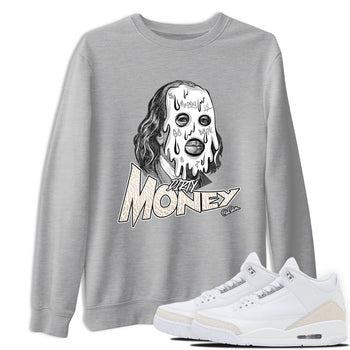 Dirty Money sneaker match t-shirt styled to complete your fit with the Air Jordan 3 Pure Money sneakers, shown in Heather Grey 1.