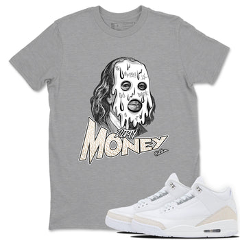 Dirty Money sneaker match t-shirt styled to complete your fit with the Air Jordan 3 Pure Money sneakers, shown in Heather Grey 1.
