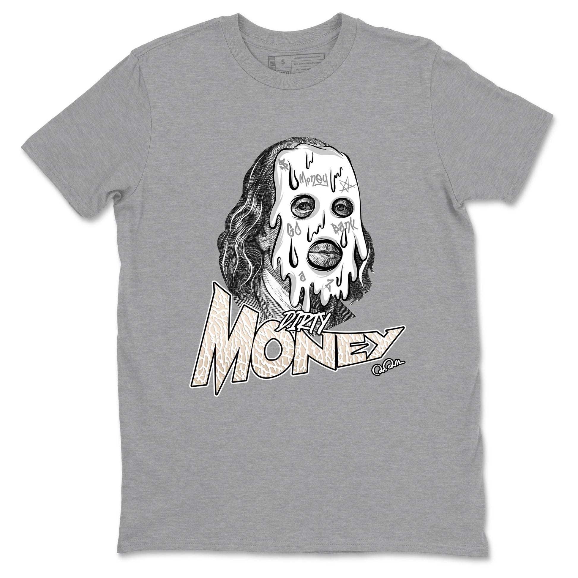 Dirty Money sneaker match t-shirt styled to complete your fit with the Air Jordan 3 Pure Money sneakers, shown in Heather Grey 2.