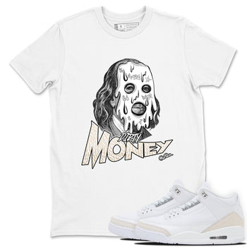 Dirty Money sneaker match t-shirt styled to complete your fit with the Air Jordan 3 Pure Money sneakers, shown in White 1.