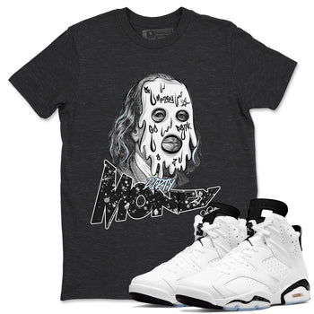 AJ6 White Black shirts to match jordans Dirty Money sneaker match tees Air Jordan 6 White Black SNRT Sneaker Tees streetwear brand Charcoal Heather 1 unisex cotton tee