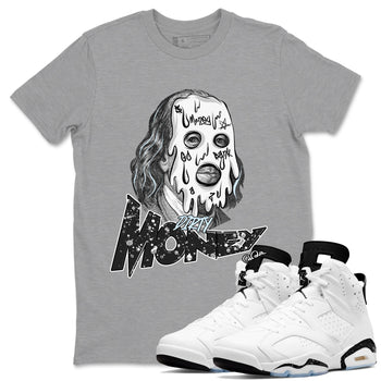 AJ6 White Black shirts to match jordans Dirty Money sneaker match tees Air Jordan 6 White Black SNRT Sneaker Tees streetwear brand Heather Grey 1 unisex cotton tee