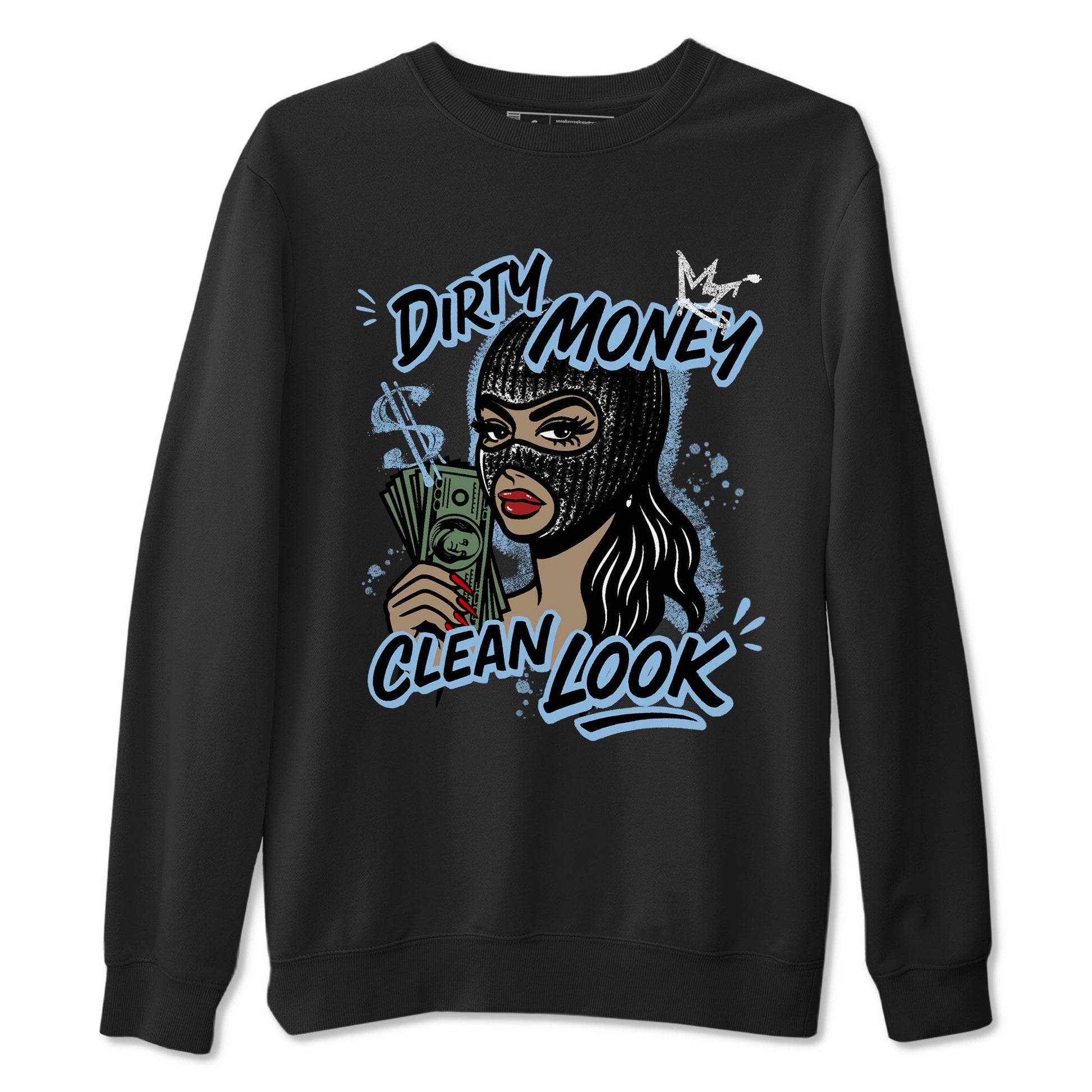 Dirty Money Clean Look sneaker match t-shirt styled to complete your fit with the Air Foamposite One Psychic Blue sneakers, shown in Black 2.