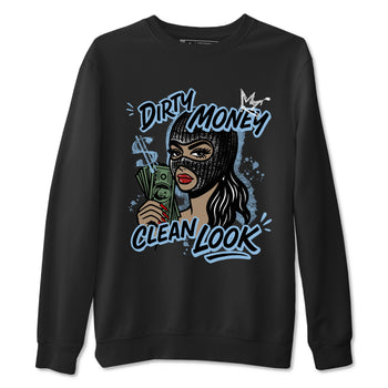 Dirty Money Clean Look sneaker match t-shirt styled to complete your fit with the Air Foamposite One Psychic Blue sneakers, shown in Black 2.