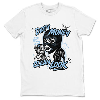 Dirty Money Clean Look sneaker match t-shirt styled to complete your fit with the Air Foamposite One Psychic Blue sneakers, shown in White 2.