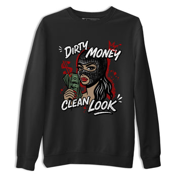 Dirty Money Clean Look sneaker match t-shirt styled to complete your fit with the Air Force 1 University Red sneakers, AF1 Terror Squad shown in Black 2.
