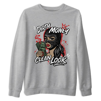 Dirty Money Clean Look sneaker match t-shirt styled to complete your fit with the Air Force 1 University Red sneakers, AF1 Terror Squad shown in Heather Grey 2.