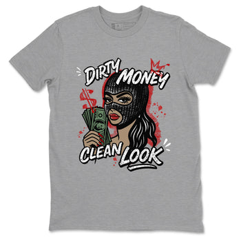 Dirty Money Clean Look sneaker match t-shirt styled to complete your fit with the Air Force 1 University Red sneakers, AF1 Terror Squad shown in Heather Grey 2.