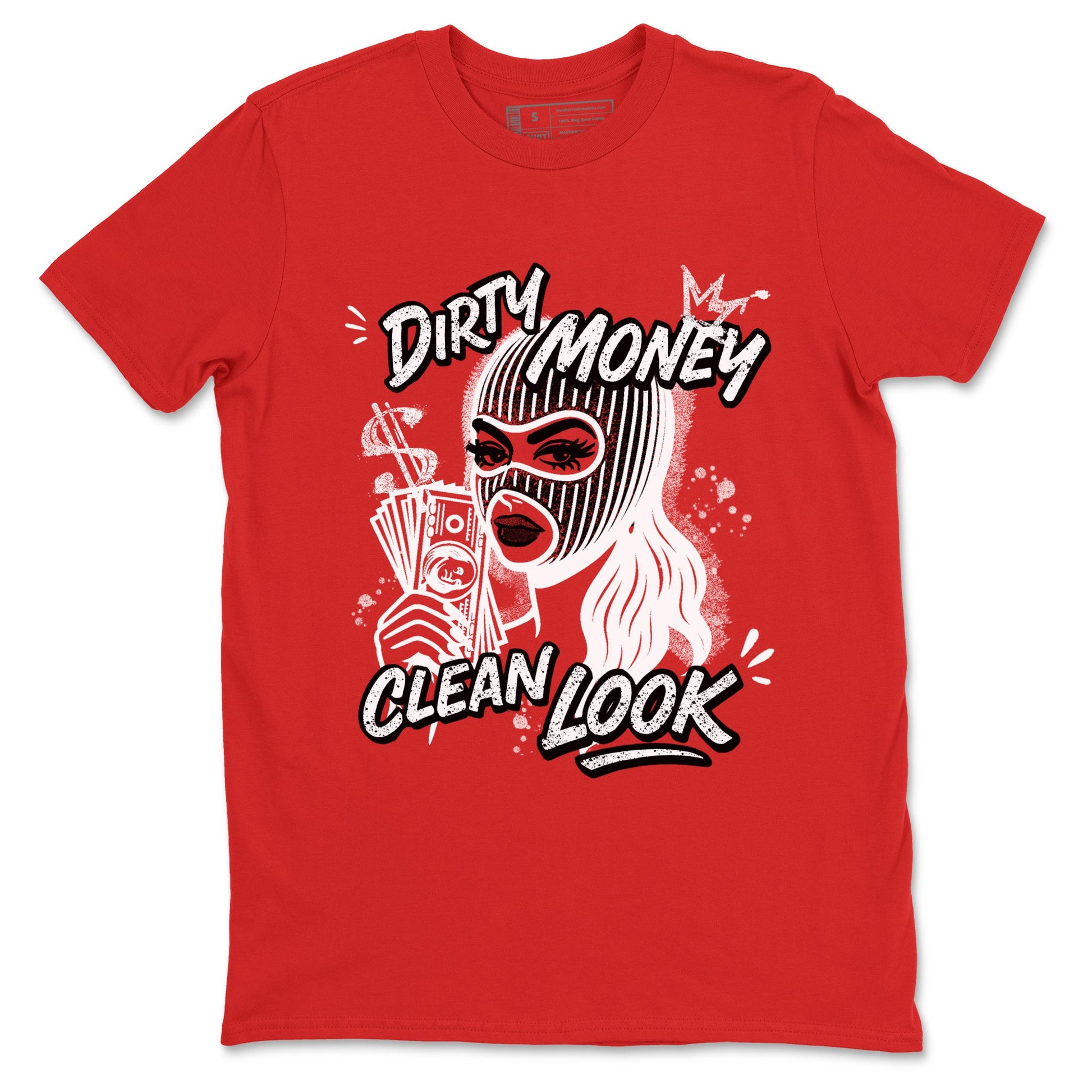 Dirty Money Clean Look sneaker match t-shirt styled to complete your fit with the Air Force 1 University Red sneakers, AF1 Terror Squad shown in Red 2.