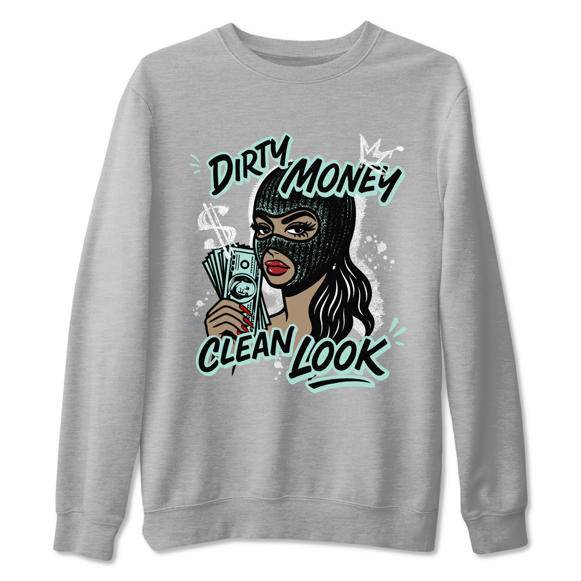 Dirty Money Clean Look sneaker match t-shirt styled to complete your fit with the Air Jordan 11 Igloo sneakers, shown in Heather Grey 2.