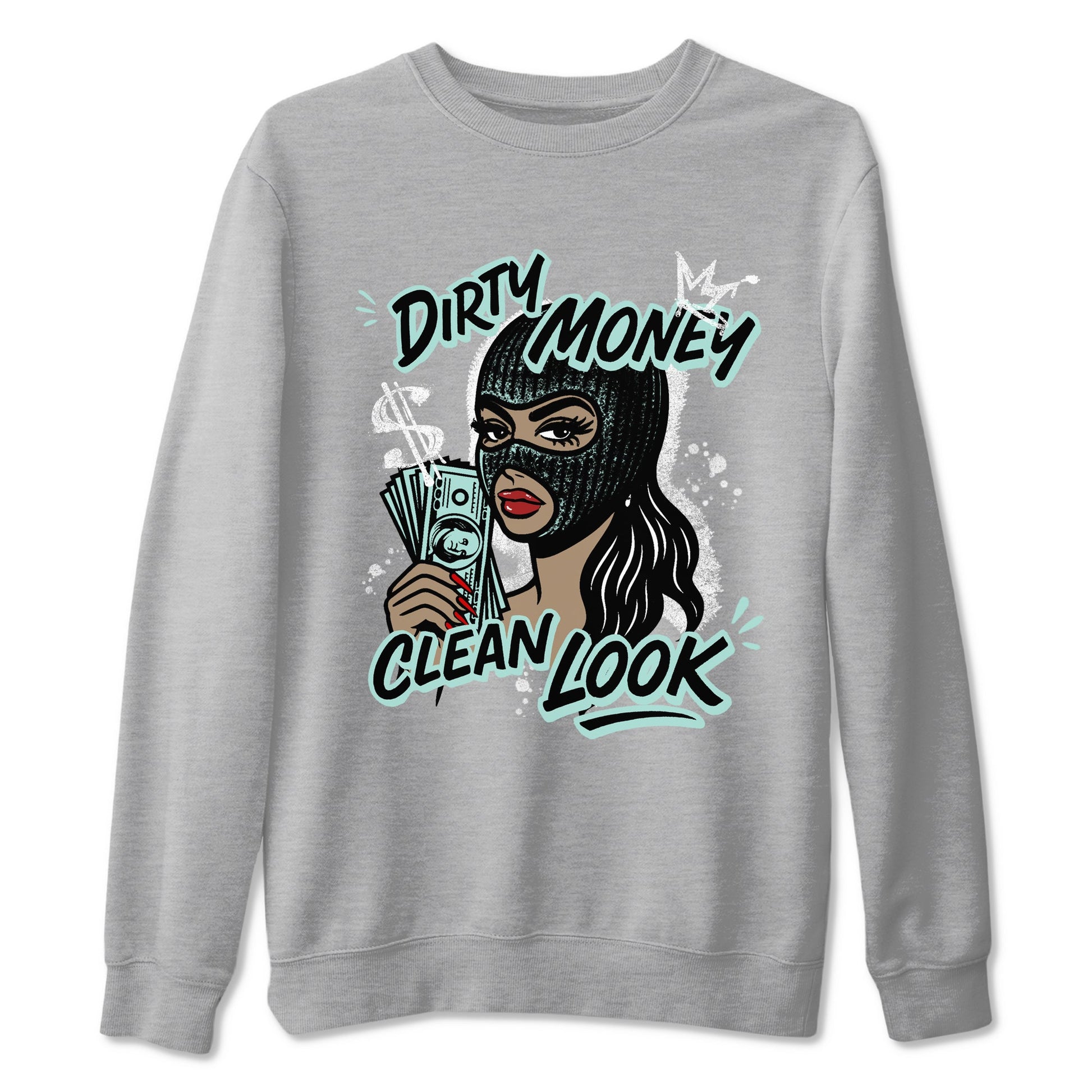 Dirty Money Clean Look sneaker match t-shirt styled to complete your fit with the Air Jordan 11 Igloo sneakers, shown in Heather Grey 2.