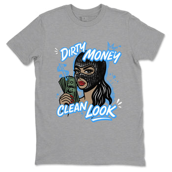 Dirty Money Clean Look sneaker match t-shirt styled to complete your fit with the Air Jordan 12 White and University Blue sneakers, shown in Heather Grey 2.