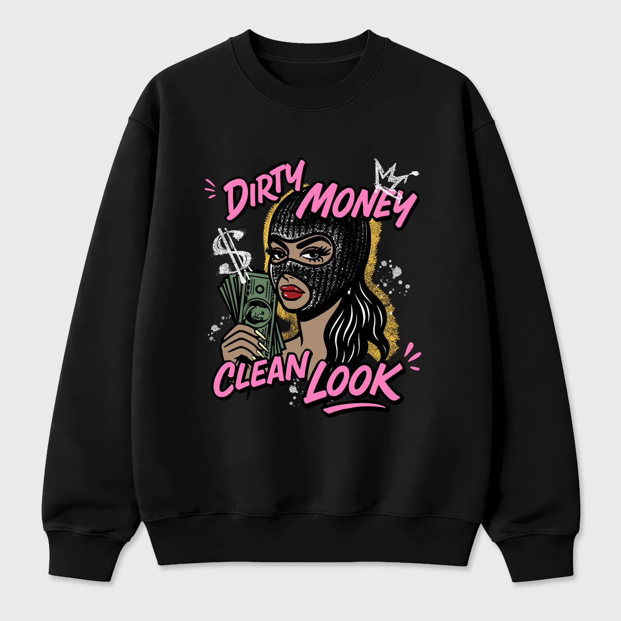 Dirty Money Clean Look Graphic T-Shirt featuring original streetwear artwork designed to match the Air Jordan 4 Comic. Black 2 Graphic Tee.
