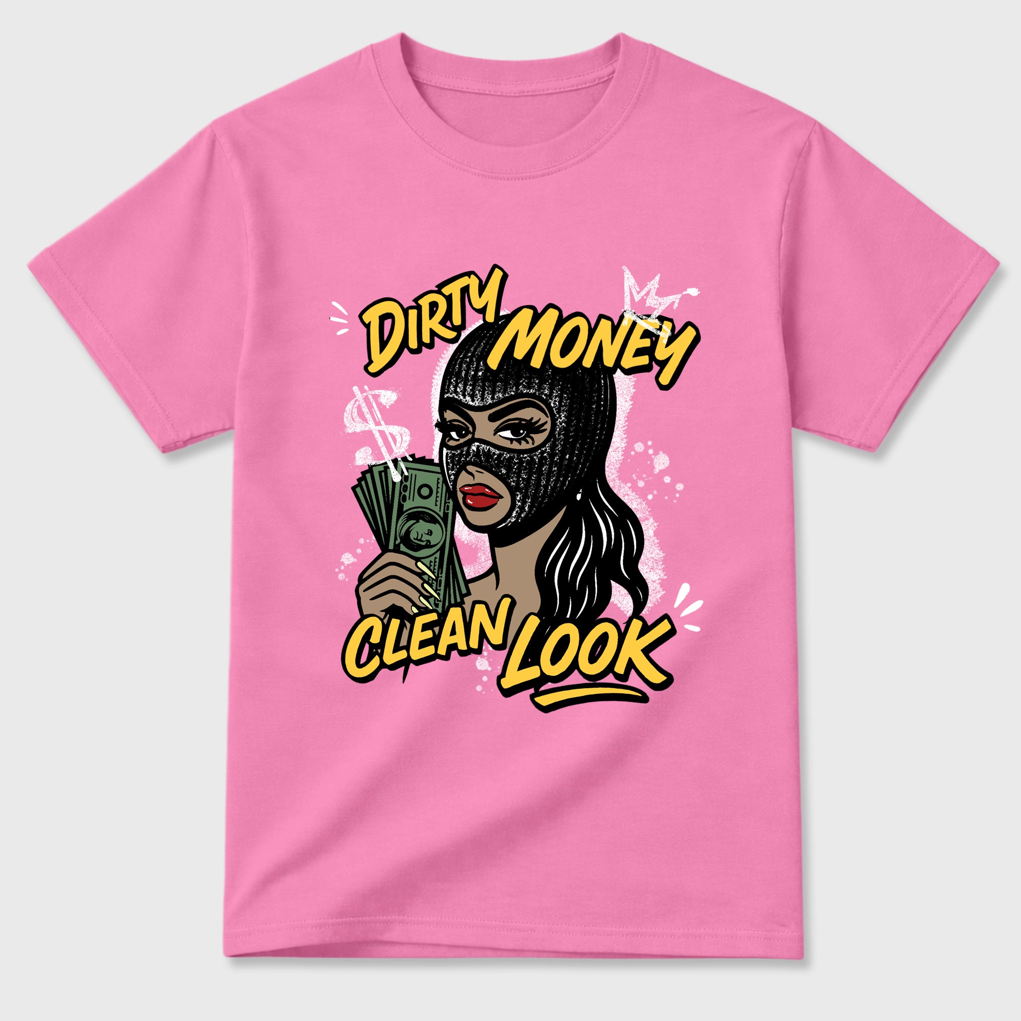 Dirty Money Clean Look Graphic T-Shirt featuring original streetwear artwork designed to match the Air Jordan 4 Comic. Bubble Gum 2 Graphic T-Shirt.