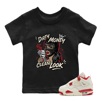 Sneaker match tees – Sneaker Tees To Match Air Jordan 4 Valentines Day Shoes – Dirty Money Clean Look Kids T-Shirt Black 1