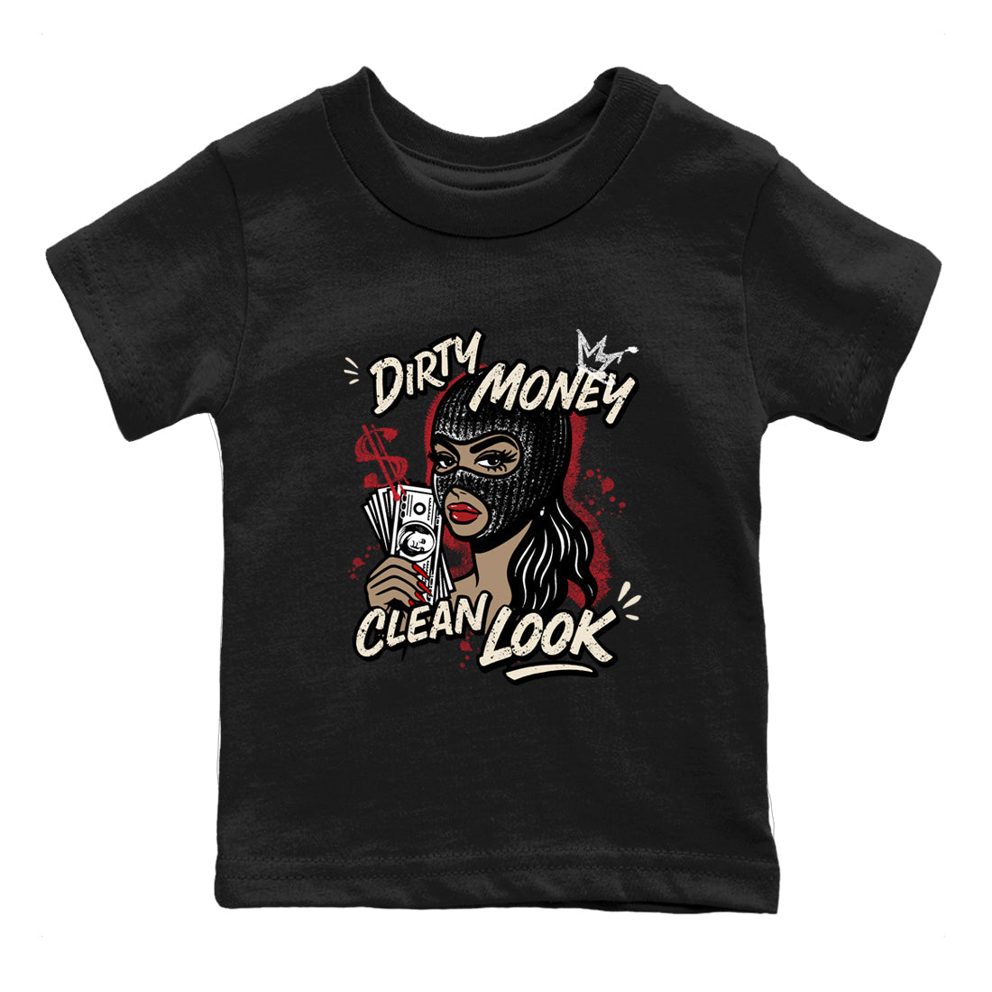 Sneaker match tees – Sneaker Tees To Match Air Jordan 4 Valentines Day Shoes – Dirty Money Clean Look Kids T-Shirt Black 2