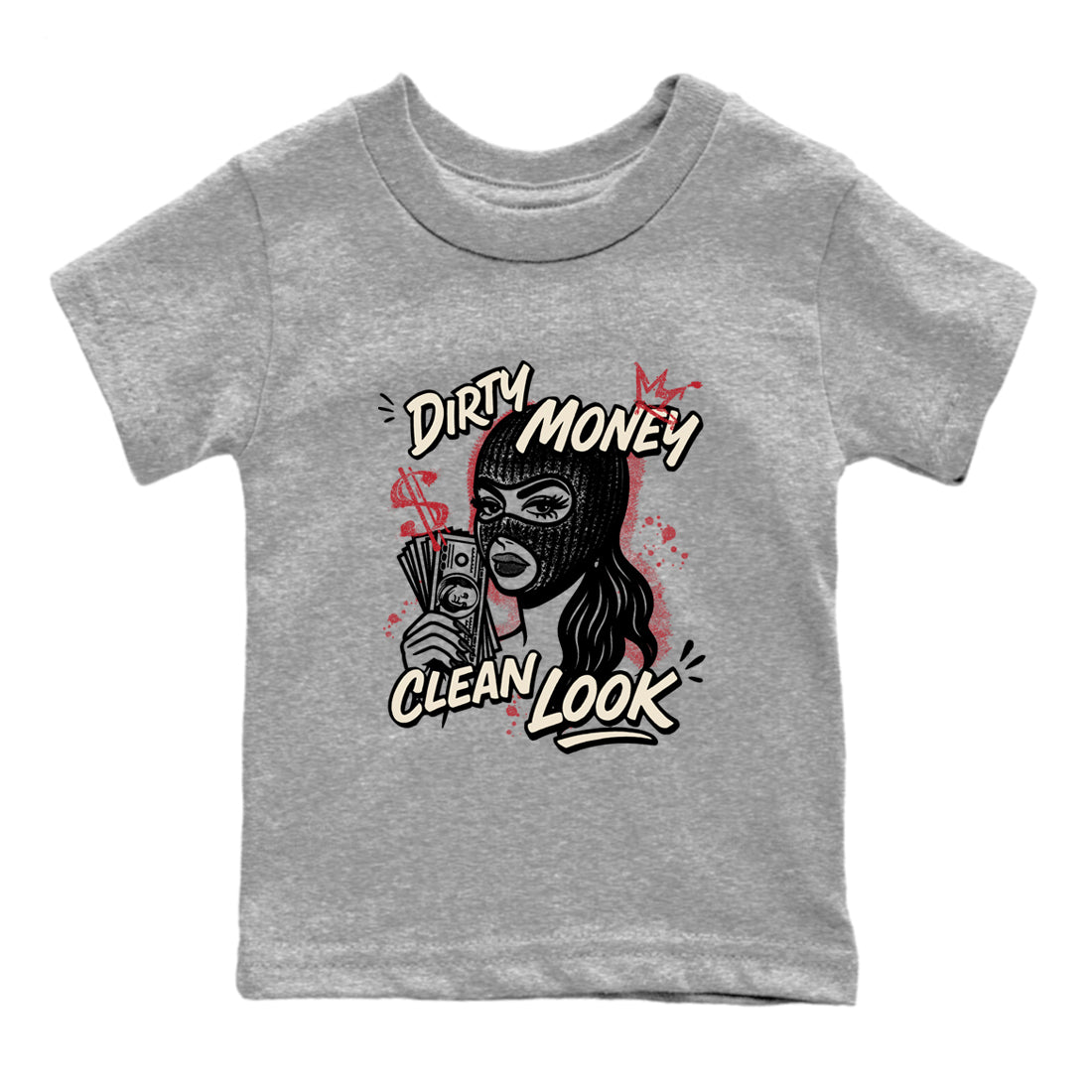 Sneaker match tees – Sneaker Tees To Match Air Jordan 4 Valentines Day Shoes – Dirty Money Clean Look Kids T-Shirt Heather Grey 2