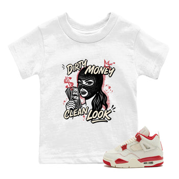 Sneaker match tees – Sneaker Tees To Match Air Jordan 4 Valentines Day Shoes – Dirty Money Clean Look Kids T-Shirt White 1