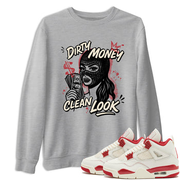 Sneaker match tees – Sneaker Tees To Match Air Jordan 4 Valentines Day Shoes – Dirty Money Clean Look Tee Heather Grey 1