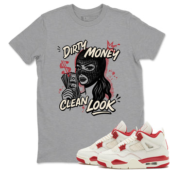 Sneaker match tees – Sneaker Tees To Match Air Jordan 4 Valentines Day Shoes – Dirty Money Clean Look Tee Heather Grey 1