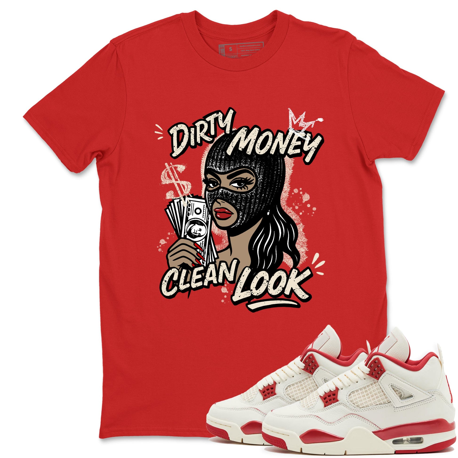 Sneaker match tees – Sneaker Tees To Match Air Jordan 4 Valentines Day Shoes – Dirty Money Clean Look Tee Red 1