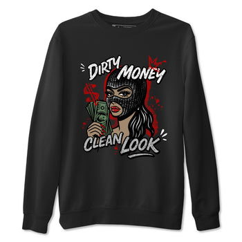 Dirty Money Clean Look sneaker match t-shirt styled to complete your fit with the Air Jordan 4 White Cement sneakers, shown in Black 2.