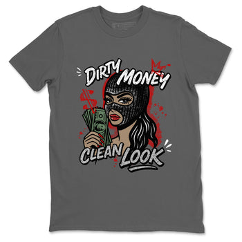 Dirty Money Clean Look sneaker match t-shirt styled to complete your fit with the Air Jordan 4 White Cement sneakers, shown in Cool Grey 2.