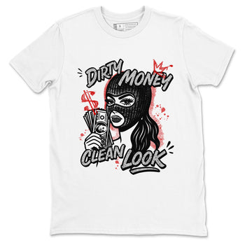 Dirty Money Clean Look sneaker match t-shirt styled to complete your fit with the Air Jordan 4 White Cement sneakers, shown in White 2.
