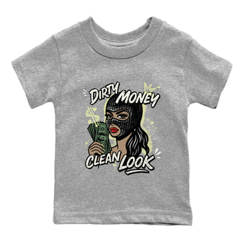 Sneaker match tees – Sneaker Tees To Match Air Jordan 5 Luminous Green Shoes – Dirty Money Clean Look Kids T-Shirt Heather Grey 2