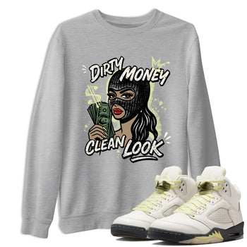 Sneaker match tees – Sneaker Tees To Match Air Jordan 5 Luminous Green Shoes – Dirty Money Clean Look Tee Heather Grey 1