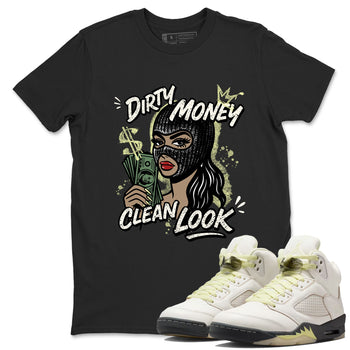 Sneaker match tees – Sneaker Tees To Match Air Jordan 5 Luminous Green Shoes – Dirty Money Clean Look Tee Black 1
