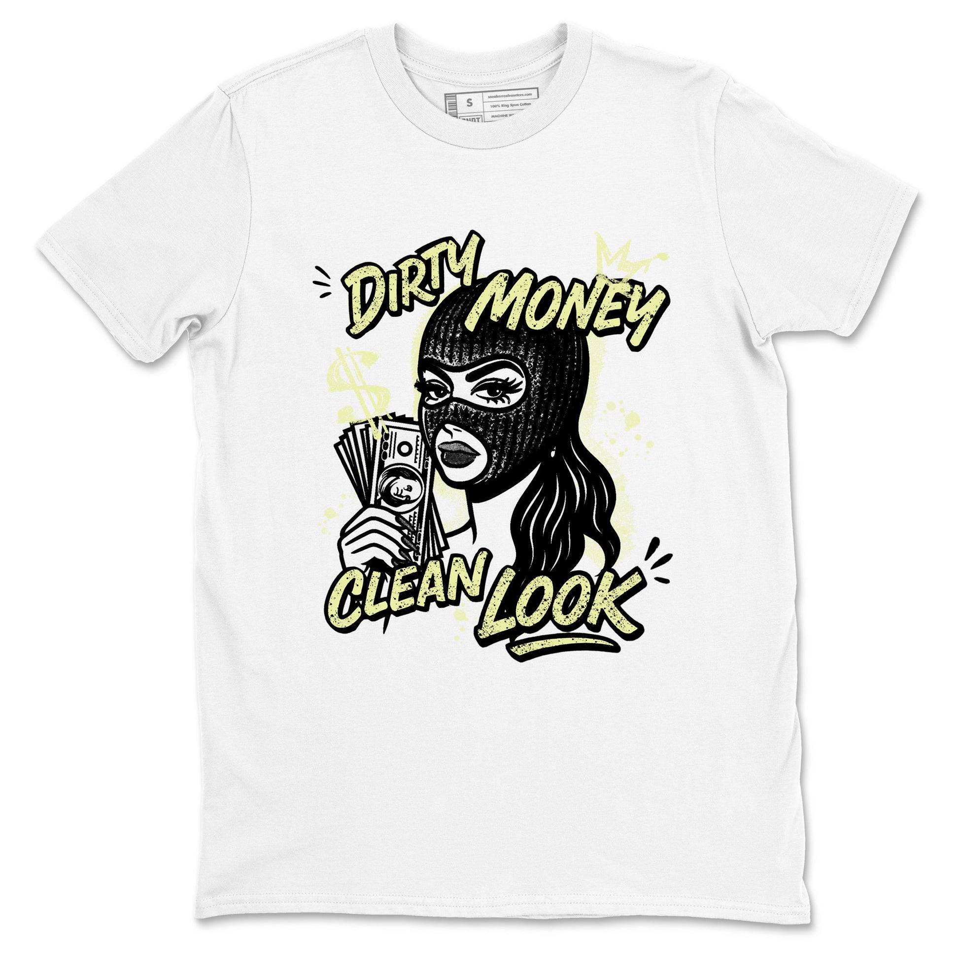 Sneaker match tees – Sneaker Tees To Match Air Jordan 5 Luminous Green Shoes – Dirty Money Clean Look Tee White 2