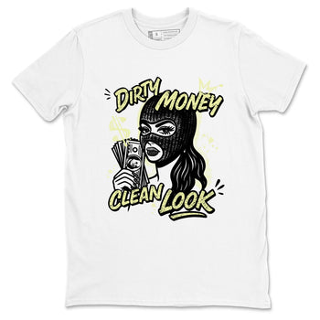 Sneaker match tees – Sneaker Tees To Match Air Jordan 5 Luminous Green Shoes – Dirty Money Clean Look Tee White 2