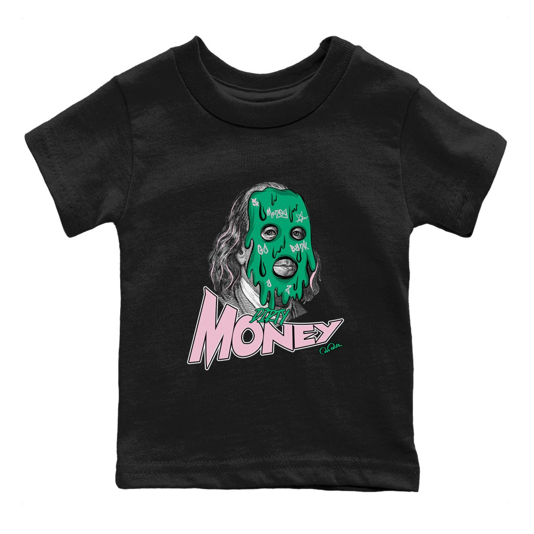 Dunk Low Medium Soft Pink Malachite shirt to match jordans Dirty Money sneaker tees Dunk Medium Soft Pink Malachite SNRT sneaker release tees baby toddler Black 2 cotton Shirt