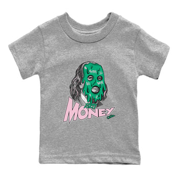 Dunk Low Medium Soft Pink Malachite shirt to match jordans Dirty Money sneaker tees Dunk Medium Soft Pink Malachite SNRT sneaker release tees baby toddler Heather Grey 2 cotton Shirt