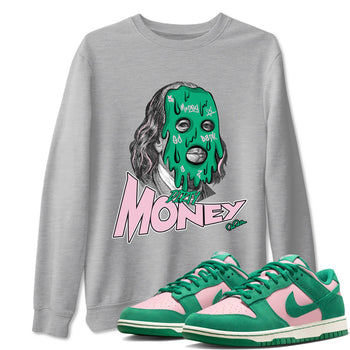 Dunk Low Medium Soft Pink Malachite shirt to match jordans Dirty Money sneaker tees Dunk Medium Soft Pink Malachite SNRT Sneaker Release Tees unisex cotton Heather Grey 1 crew neck shirt