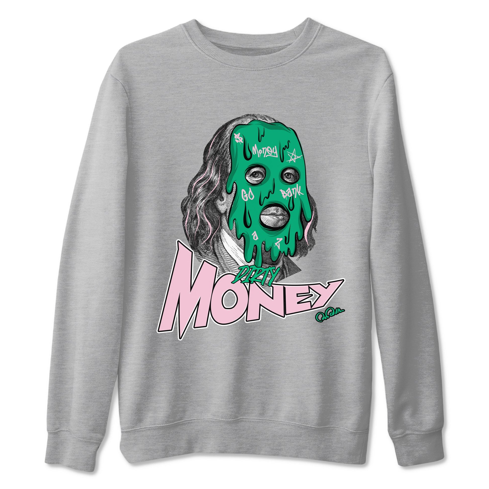 Dunk Low Medium Soft Pink Malachite shirt to match jordans Dirty Money sneaker tees Dunk Medium Soft Pink Malachite SNRT Sneaker Release Tees unisex cotton Heather Grey 2 crew neck shirt