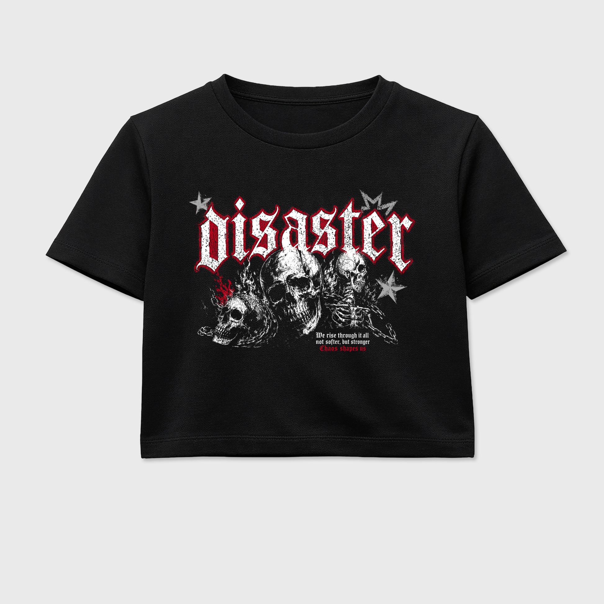 Disaster women’s crop tee designed to match the Air Jordan 4 Toro Bravo, featuring coordinated Black 2 options for a perfect streetwear vibe.