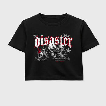 Disaster women’s crop tee designed to match the Air Jordan 4 Toro Bravo, featuring coordinated Black 2 options for a perfect streetwear vibe.