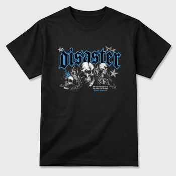 Disaster Graphic T-Shirt sneaker match tee designed for the Air Jordan 5 Black University Blue, featuring coordinated color options for a perfect streetwear match. Black 2 shirt.