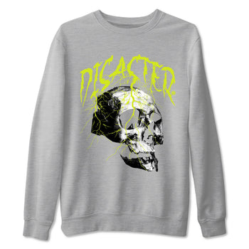Foams One Black Volt shirts to match jordans Disaster Skull sneaker match tees Air Foamposite One Black and Volt match shoes to clothes SNRT Sneaker Tees unisex cotton Heather Grey 2 shirts