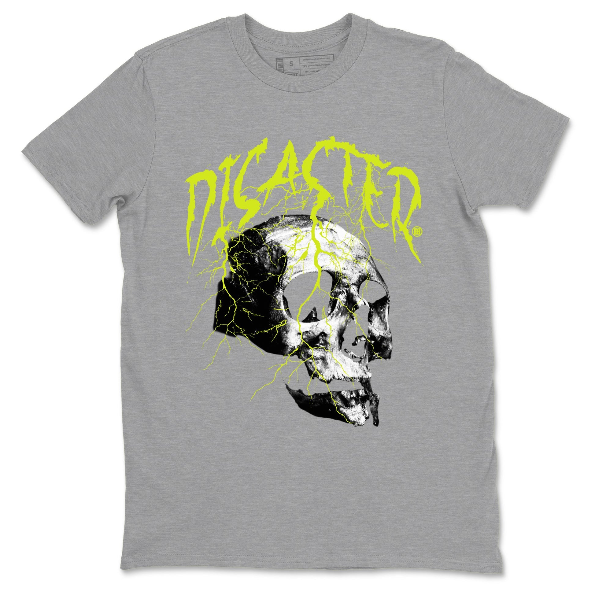 Foams One Black Volt shirts to match jordans Disaster Skull sneaker match tees Air Foamposite One Black and Volt match shoes to clothes SNRT Sneaker Tees unisex cotton Heather Grey 2 shirts