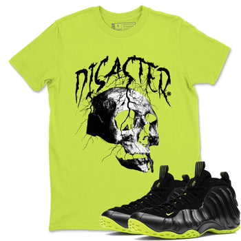 Foams One Black Volt shirts to match jordans Disaster Skull sneaker match tees Air Foamposite One Black and Volt match shoes to clothes SNRT Sneaker Tees unisex cotton Safety Green 1 shirts