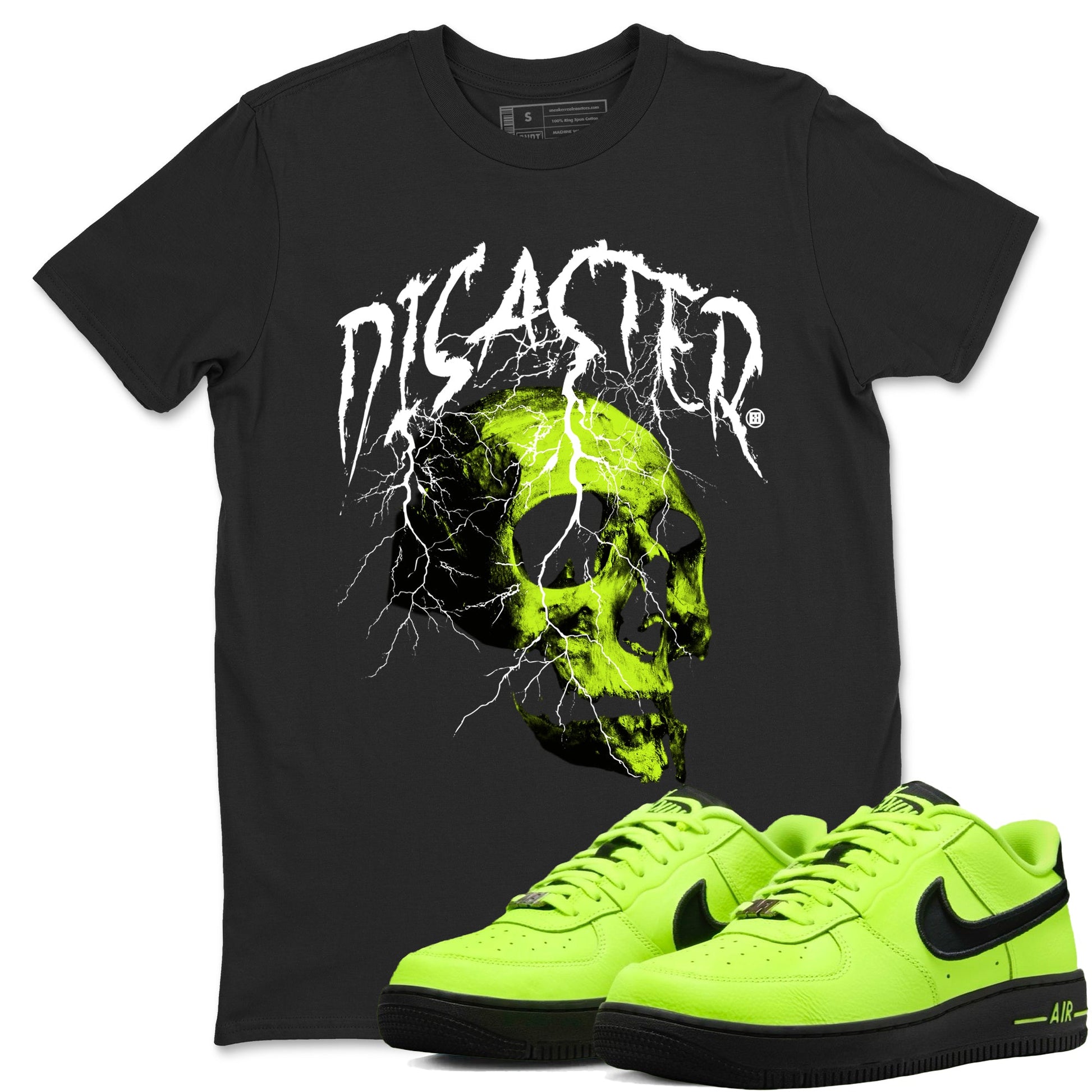 Air Force 1 Low Dance Volt t-shirts to match sneakers Disater Skull sneaker match tees Air Force 1 Volt match shoes to clothes SNRT Sneaker Tees unisex cotton Black 1 shirts