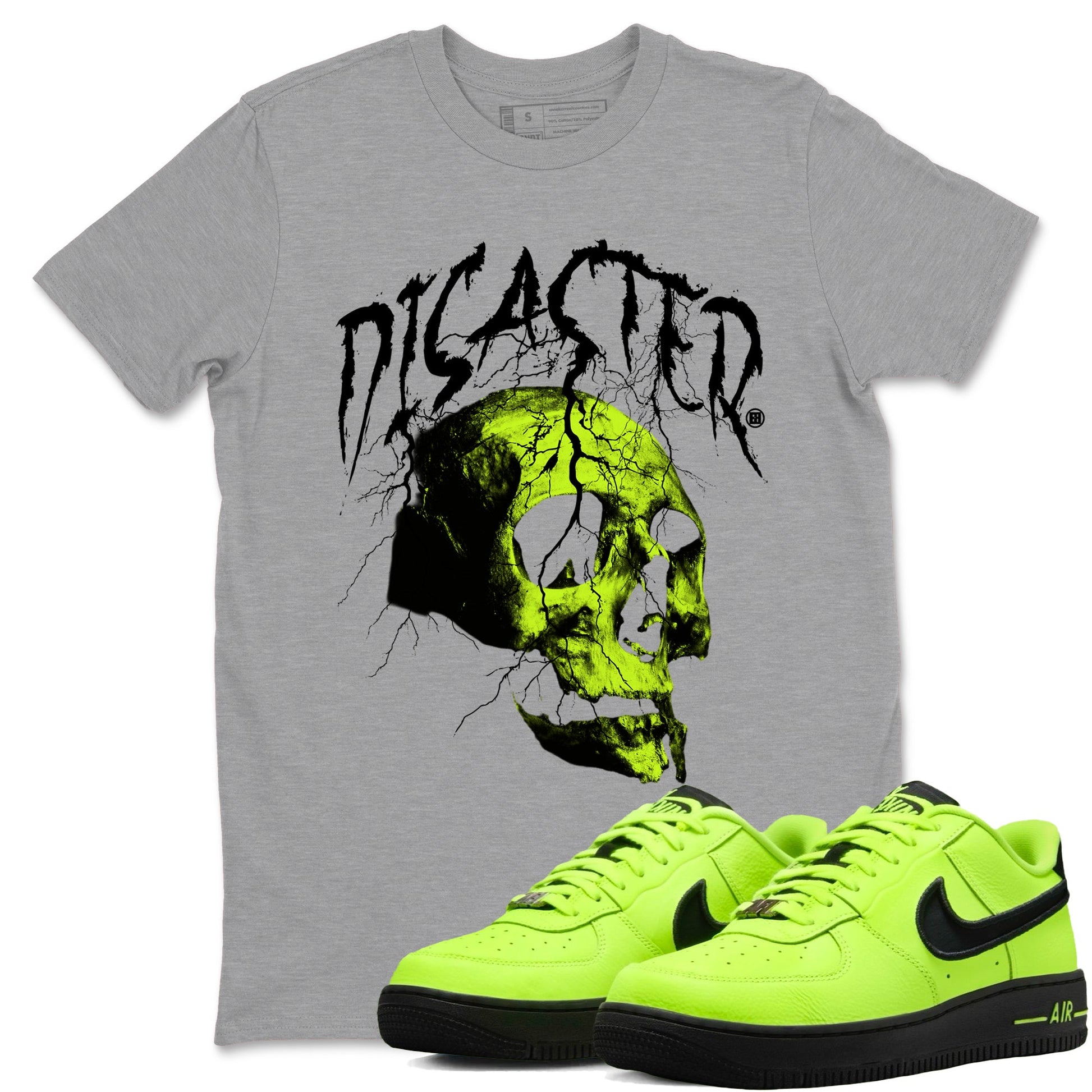 Air Force 1 Low Dance Volt t-shirts to match sneakers Disater Skull sneaker match tees Air Force 1 Volt match shoes to clothes SNRT Sneaker Tees unisex cotton Heather Grey 1 shirts