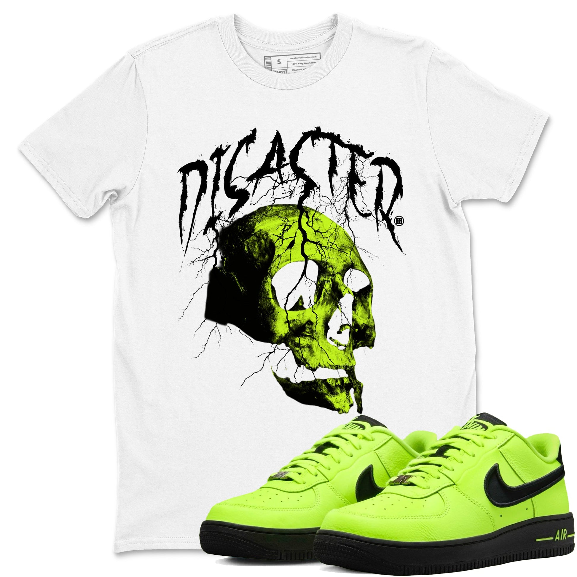 Air Force 1 Low Dance Volt t-shirts to match sneakers Disater Skull sneaker match tees Air Force 1 Volt match shoes to clothes SNRT Sneaker Tees unisex cotton White 1 shirts