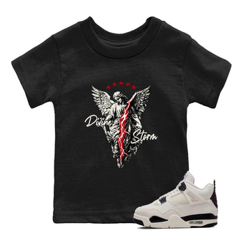 Sneaker match tees – Sneaker Tees To Match Air Jordan 4 Flight Club Shoes – Divine Storm Kids T-Shirt Black 1