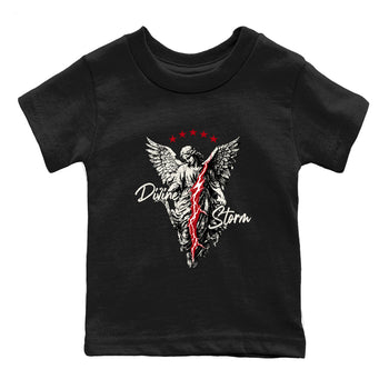 Sneaker match tees – Sneaker Tees To Match Air Jordan 4 Flight Club Shoes – Divine Storm Kids T-Shirt Black 2