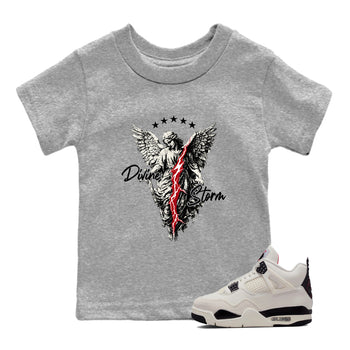 Sneaker match tees – Sneaker Tees To Match Air Jordan 4 Flight Club Shoes – Divine Storm Kids T-Shirt Heather Grey 1